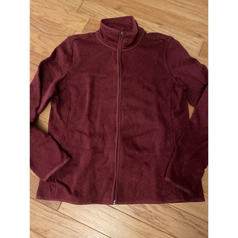 G.H. Bass & Co., women's maroon, high neck zip up long sleeve sweater size large